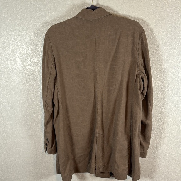 Soft Surroundings Taupe Linen Blend Long Line Single Button Blazer Size Medium - Picture 5 of 7